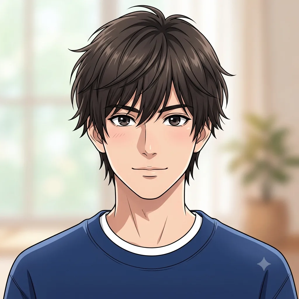 Clean modern anime portrait with crisp line art and expressive eyes