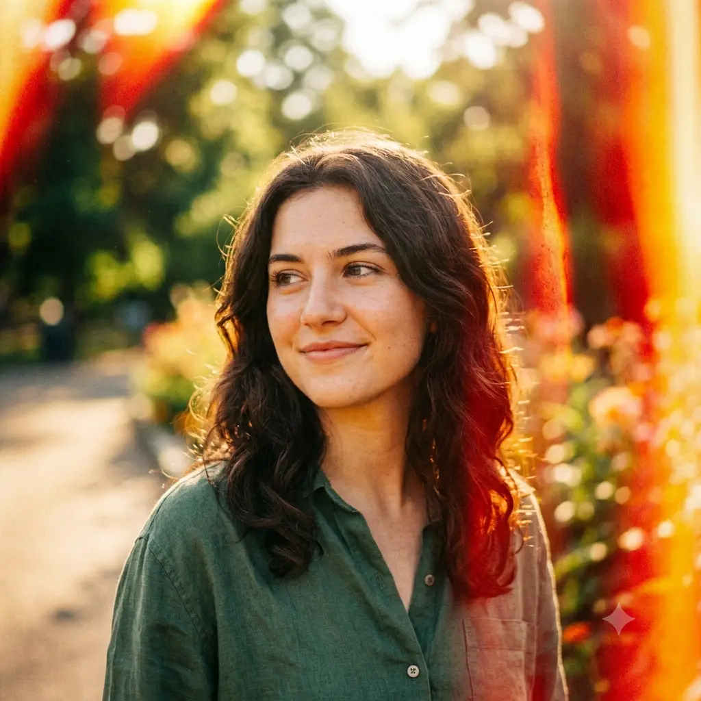 Warm lomography style film photo with orange light leaks at the frame edges