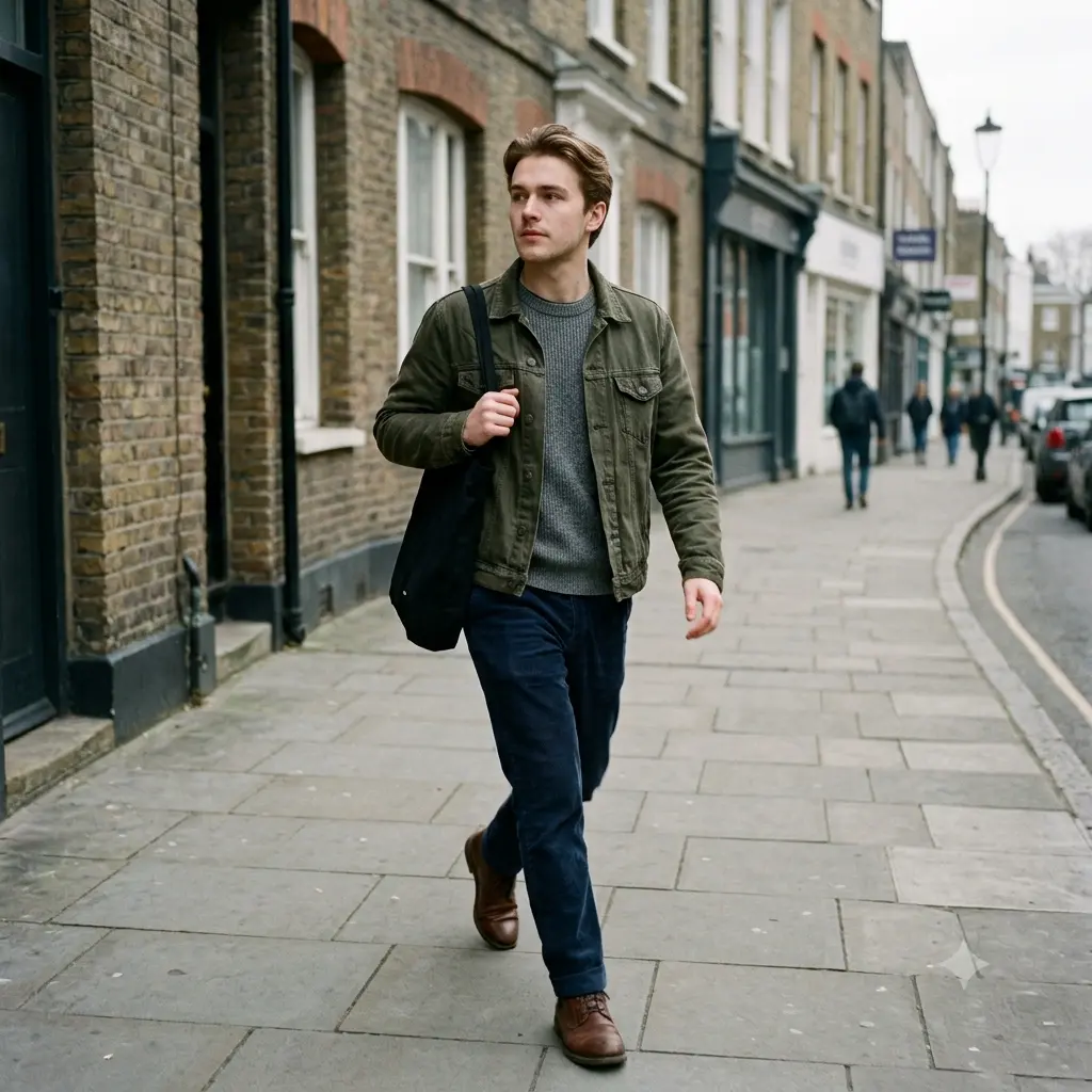 Candid street photograph on 35mm film with muted colors and organic grain