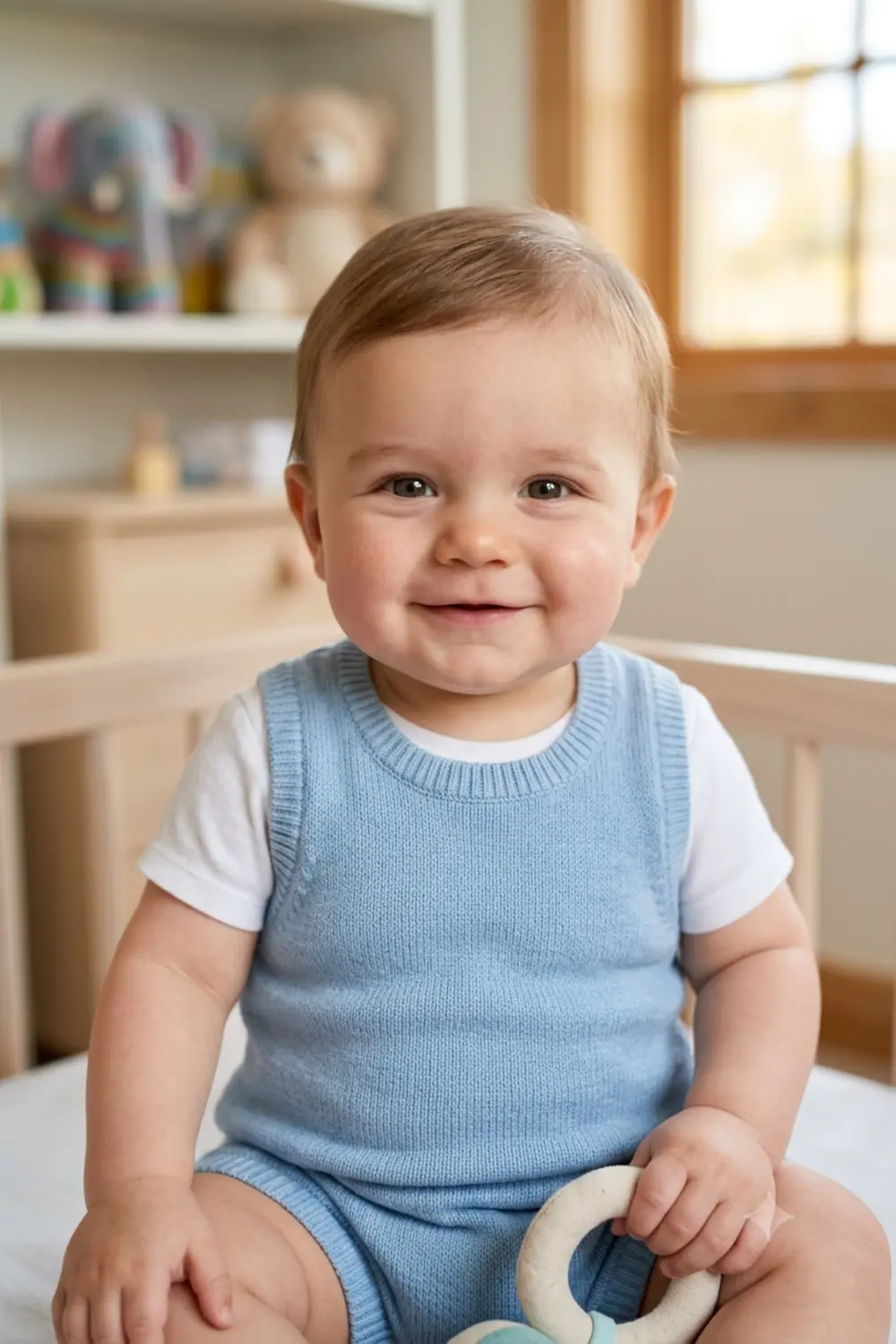 A realistic future baby boy blending both parents' facial features