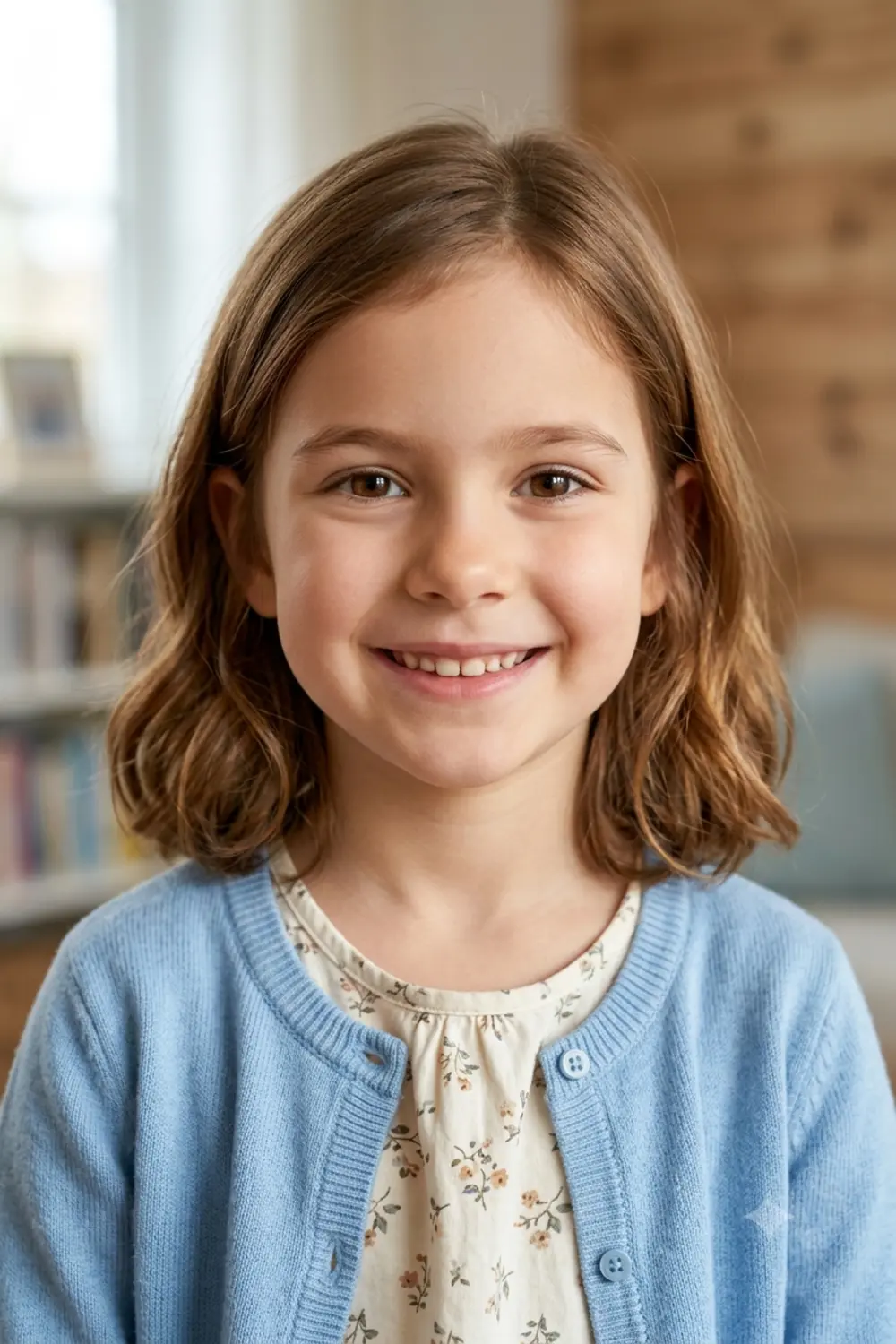A future daughter as a young girl, blending both parents' features in a portrait