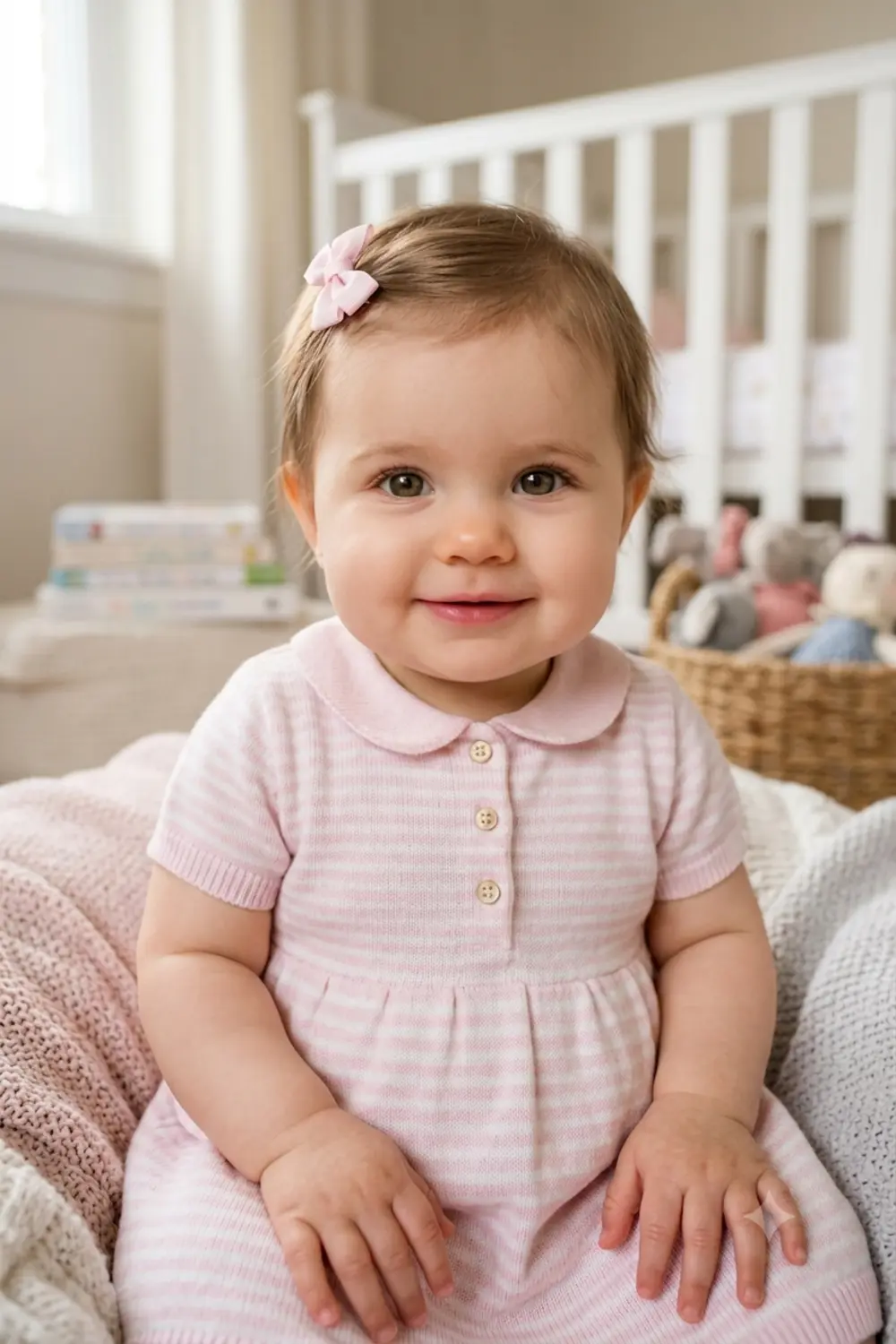 A realistic future baby girl blending both parents' facial features