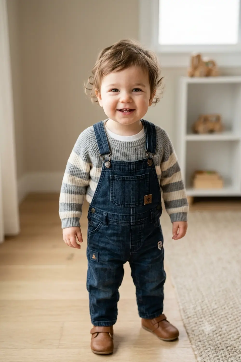 A future child as a cheerful toddler blending both parents' features